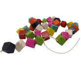 Synthetic Stone Beads 12 MM (1 String, 32 Beads) Cube Hole 1 MM Mixed Colors 15 Inch For Jewellery Making